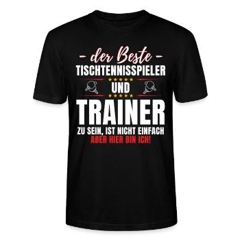 TISCHTENNISSPIELER UND TRAINER - HIER BIN ICH! - Stanley/Stella Unisex Bio-T-Shirt CRAFTER - Schwarz - Vorne - Alina (178cm) & Michal (187cm)