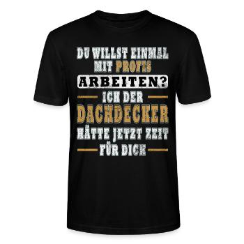 Einmal Mit Dachdecker Profis Arbeiten Meister - Stanley/Stella Unisex Bio-T-Shirt CRAFTER - Schwarz - Vorne - Alina (178cm) & Michal (187cm)