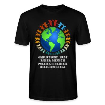 Schönes "gegen Rassismus" Refugees Welcome - Stanley/Stella Unisex Bio-T-Shirt CRAFTER - Schwarz - Vorne - Alina (178cm) & Michal (187cm)