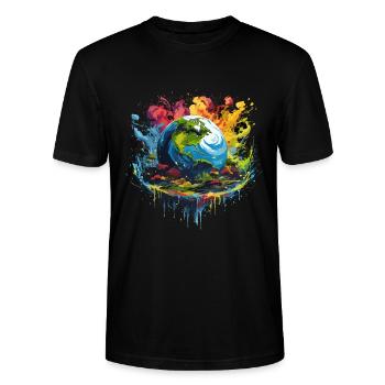 Respektier Muttererde Unseren Planeten Natur - Stanley/Stella Unisex Bio-T-Shirt CRAFTER - Schwarz - Vorne - Alina (178cm) & Michal (187cm)