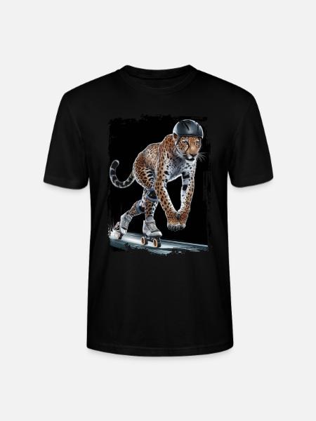 Leoparden Skateboard-Geschenk - Stanley/Stella Unisex Bio-T-Shirt CRAFTER - Schwarz