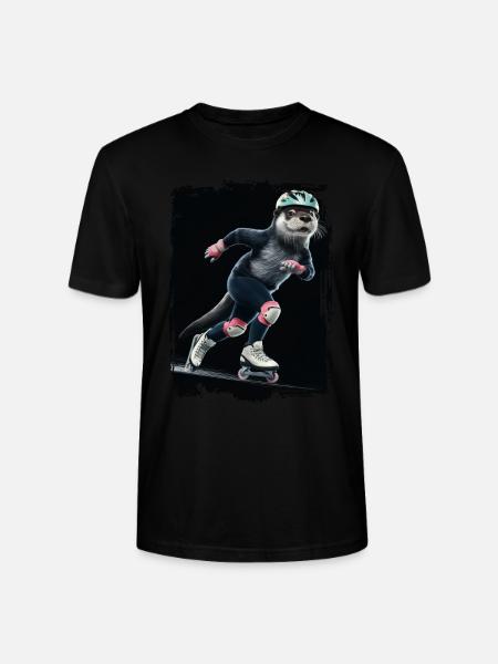 Otter Skaten Geschenk - Stanley/Stella Unisex Bio-T-Shirt CRAFTER - Schwarz