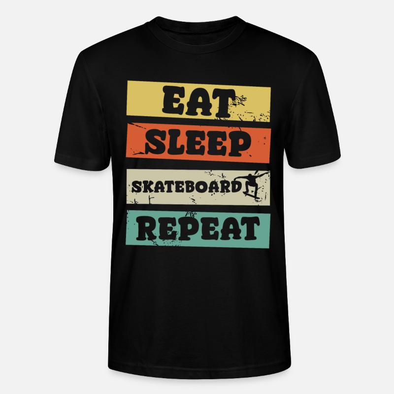 eat sleep skateboard repeat - Stanley/Stella Unisex Bio-T-Shirt CRAFTER - Schwarz