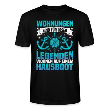 Hausbootkapitän Bootfahrer Bootschein für - Stanley/Stella Unisex Bio-T-Shirt CRAFTER - Schwarz - Vorne - Alina (178cm) & Michal (187cm)