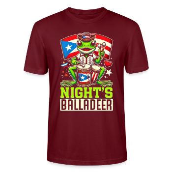 Coqui Frog Puerto Rico Pride Boricua Puerto Rican - Stanley/Stella CRAFTER Unisex Organic T-Shirt - burgundy - Front - Alina (178cm) & Michal (187cm)