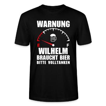 Wilhelm braucht Bier Bitte volltanken - Stanley/Stella Unisex Bio-T-Shirt CRAFTER - Schwarz - Vorne - Alina (178cm) & Michal (187cm)