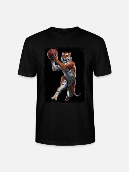 Tiger spielt Basketball Geschenk - Stanley/Stella Unisex Bio-T-Shirt CRAFTER - Schwarz
