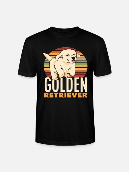 Retro Golden Retriever - Stanley/Stella CRAFTER Unisex Organic T-Shirt - black
