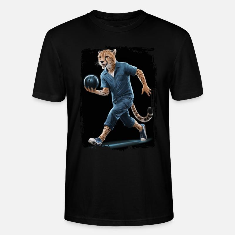 Gepard spielt Bowling Geschenk - Stanley/Stella Unisex Bio-T-Shirt CRAFTER - Schwarz