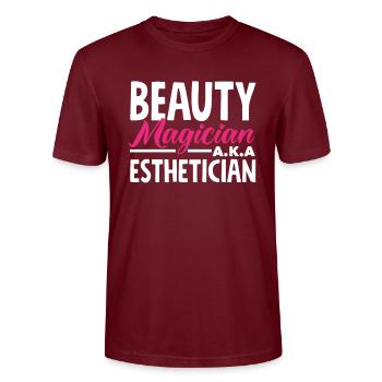 Skin Care Beautician Cosmetics - Stanley/Stella CRAFTER Unisex Organic T-Shirt - burgundy - Front - Alina (178cm) & Michal (187cm)