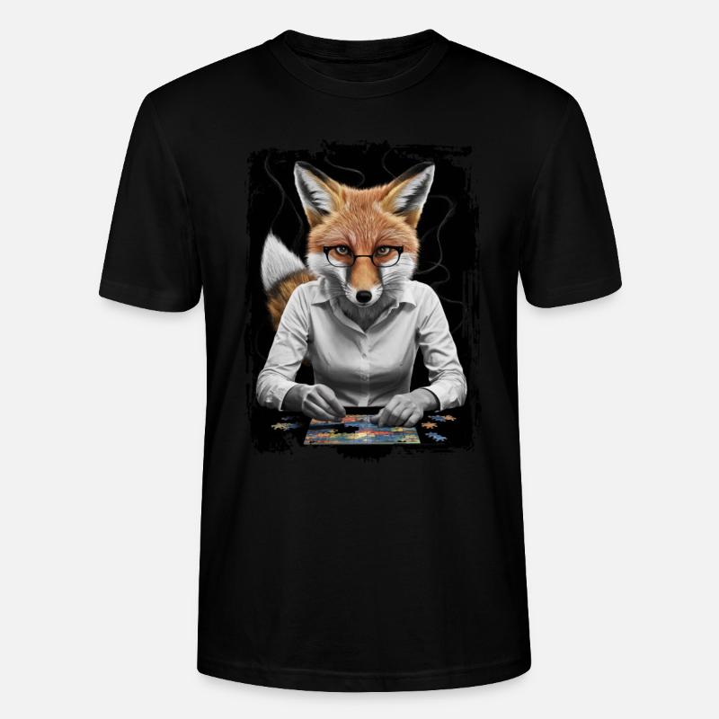 Fuchs spielt Puzzle Geschenk - Stanley/Stella Unisex Bio-T-Shirt CRAFTER - Schwarz