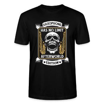 Saxophone Saxophone Skull - Stanley/Stella CRAFTER Unisex Organic T-Shirt - black - Front - Alina (178cm) & Michal (187cm)
