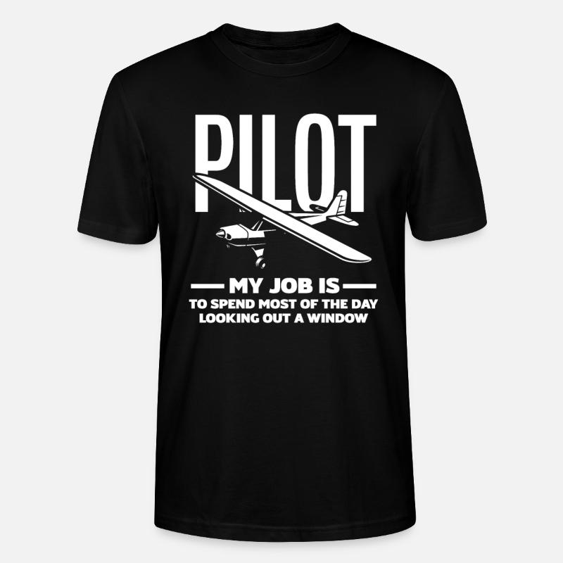 Pilot Berufspilot Geschenk Flugschule - Stanley/Stella Unisex Bio-T-Shirt CRAFTER - Schwarz