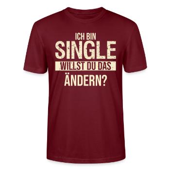 Single Men, Women Solo, Bachelor, Bachelor - Stanley/Stella CRAFTER Unisex Organic T-Shirt - burgundy - Front - Alina (178cm) & Michal (187cm)
