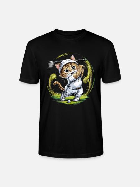 Niedliche Katze spielt Golf - Stanley/Stella Unisex Bio-T-Shirt CRAFTER - Schwarz