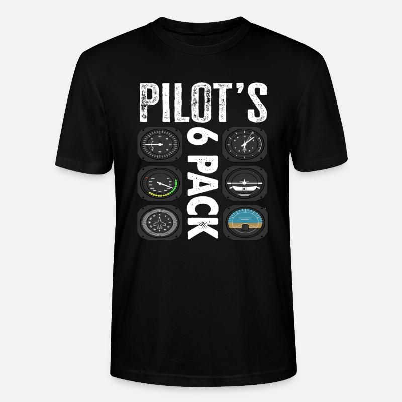 Piloten 6 Pack Lustiges Pilot - Stanley/Stella Unisex Bio-T-Shirt CRAFTER - Schwarz