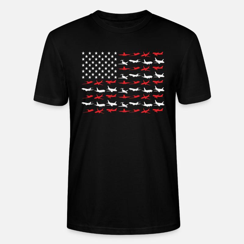 Pilote de drapeau américain - T-shirt bio CRAFTER Stanley Stella Unisexe - noir