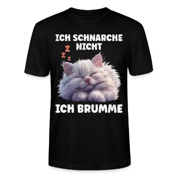 Perserkatze SCHNARCHE NICHT ICH BRUMME Lustiges - Stanley/Stella Unisex Bio-T-Shirt CRAFTER - Schwarz - Vorne - Alina (178cm) & Michal (187cm)