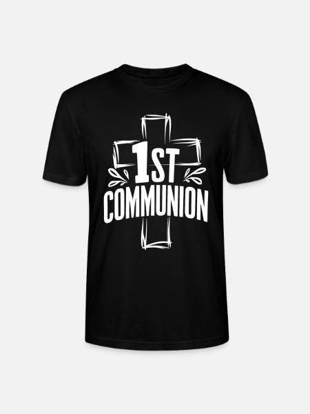 First Communion Cross Design - Stanley/Stella CRAFTER Unisex Organic T-Shirt - black