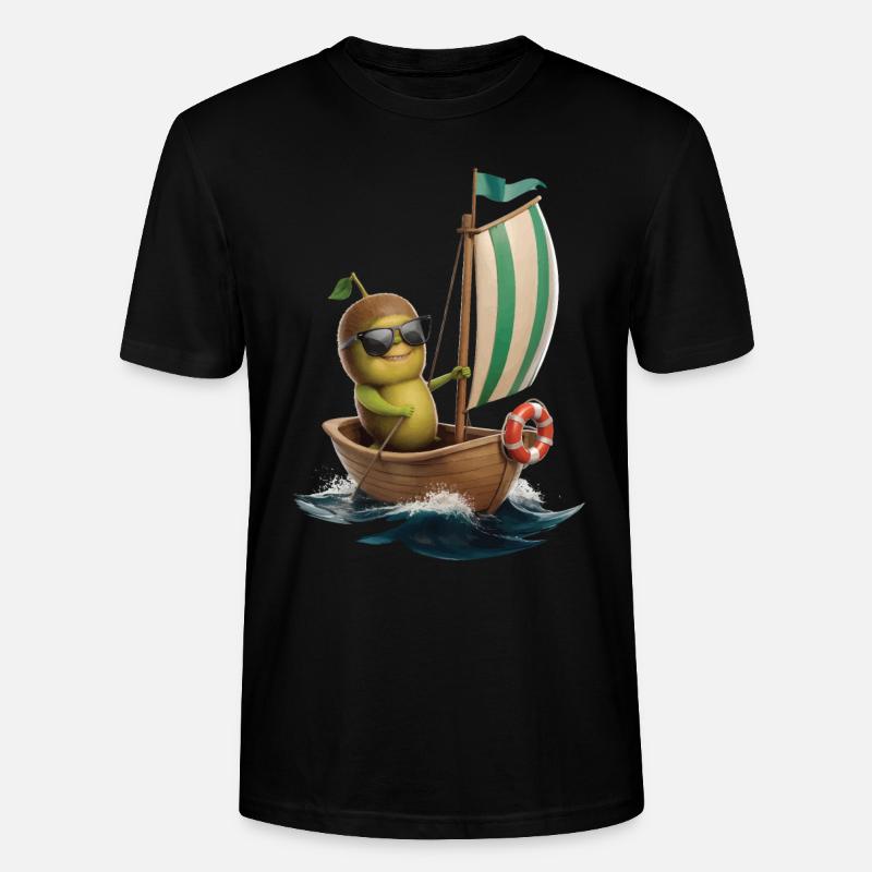 Frucht Kiwi Bootfahren Geschenk - Stanley/Stella Unisex Bio-T-Shirt CRAFTER - Schwarz