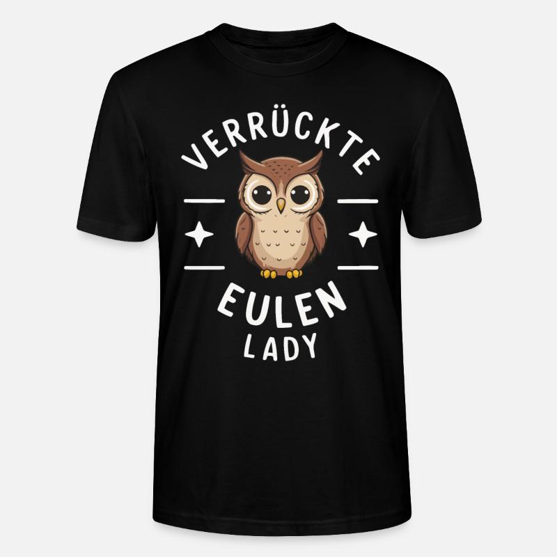 Nachteule Eule Eulen Vogel - Stanley/Stella Unisex Bio-T-Shirt CRAFTER - Schwarz