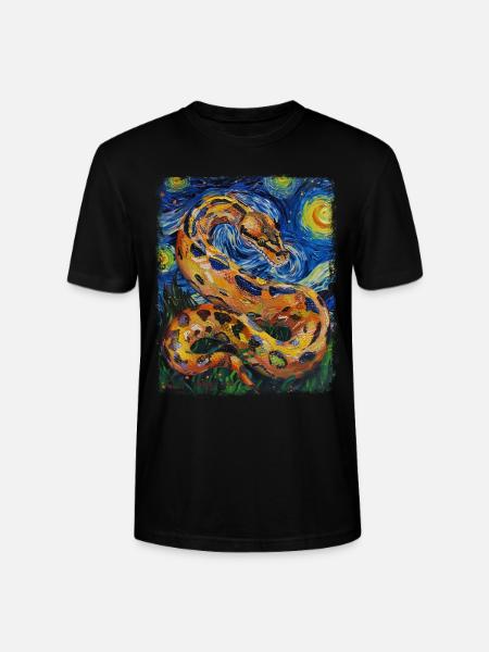 Kugelpython Schlange Sternennacht Gemälde - Stanley/Stella Unisex Bio-T-Shirt CRAFTER - Schwarz