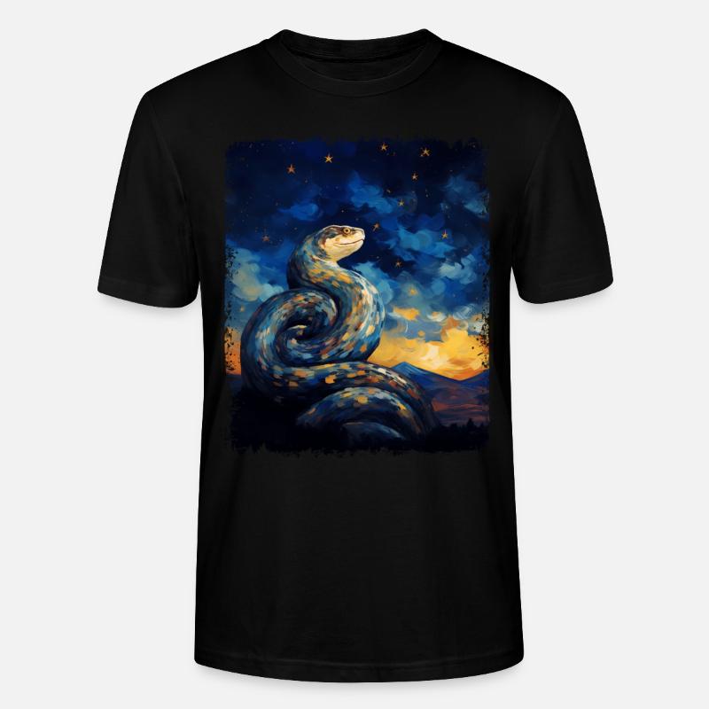 Kugelpython Schlange Sternennacht Gemälde - Stanley/Stella Unisex Bio-T-Shirt CRAFTER - Schwarz