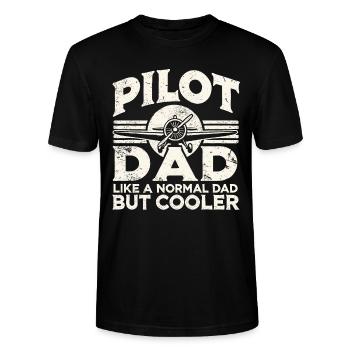 Pilot & Vater, Flugzeug, Flieger, Flugschule - Stanley/Stella Unisex Bio-T-Shirt CRAFTER - Schwarz - Vorne - Alina (178cm) & Michal (187cm)