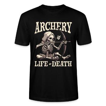 Bogenschießen Bogensport Bogenschütze Skelett - Stanley/Stella Unisex Bio-T-Shirt CRAFTER - Schwarz - Vorne - Alina (178cm) & Michal (187cm)