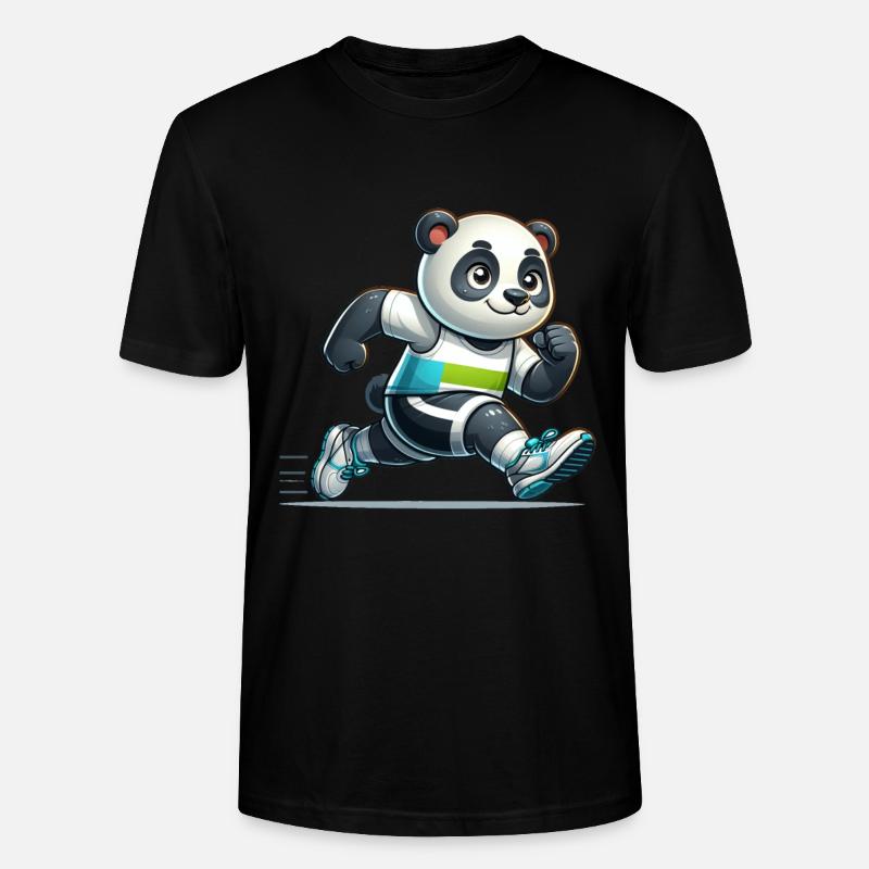 Cute Marathon Runner Panda - Stanley/Stella Unisex Bio-T-Shirt CRAFTER - Schwarz