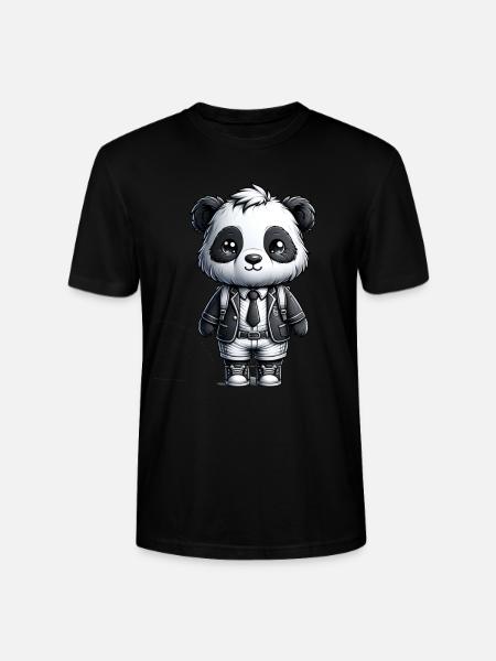 Cute Schoolboy Panda - Stanley/Stella CRAFTER Unisex Organic T-Shirt - black