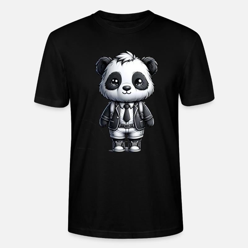 Cute Schoolboy Panda - Stanley/Stella Unisex Bio-T-Shirt CRAFTER - Schwarz