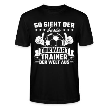 Bester Torwarttrainer der Welt Fußballtrainer - Stanley/Stella Unisex Bio-T-Shirt CRAFTER - Schwarz - Vorne - Alina (178cm) & Michal (187cm)