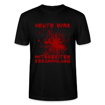 Heute war Mitarbeiterversammlung Halloween Spruch - Stanley/Stella Unisex Bio-T-Shirt CRAFTER - Schwarz - Vorne - Alina (178cm) & Michal (187cm)