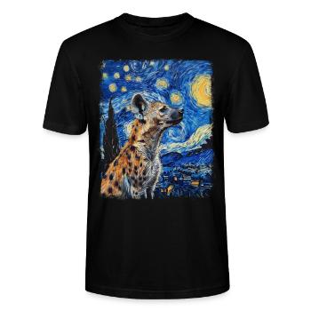 Hyäne Afrikanisches Tier Sternennacht-Gemälde - Stanley/Stella Unisex Bio-T-Shirt CRAFTER - Schwarz - Vorne - Alina (178cm) & Michal (187cm)