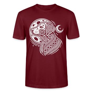 Dalmatiner Moon Phases - Stanley/Stella Unisex Bio-T-Shirt CRAFTER - Burgunderrot - Vorne - Alina (178cm) & Michal (187cm)
