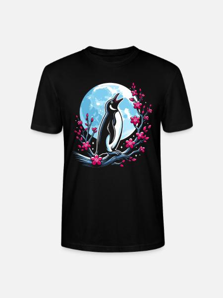 Pinguin Japan Cherry Blossom Moon - Stanley/Stella Unisex Bio-T-Shirt CRAFTER - Schwarz