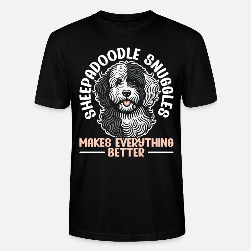 Chien Sheepadoodle mignon - T-shirt bio CRAFTER Stanley Stella Unisexe - noir