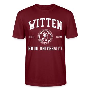 Witten Nude University Hochschule Universität Uni - Stanley/Stella CRAFTER Unisex Organic T-Shirt - burgundy - Front - Alina (178cm) & Michal (187cm)