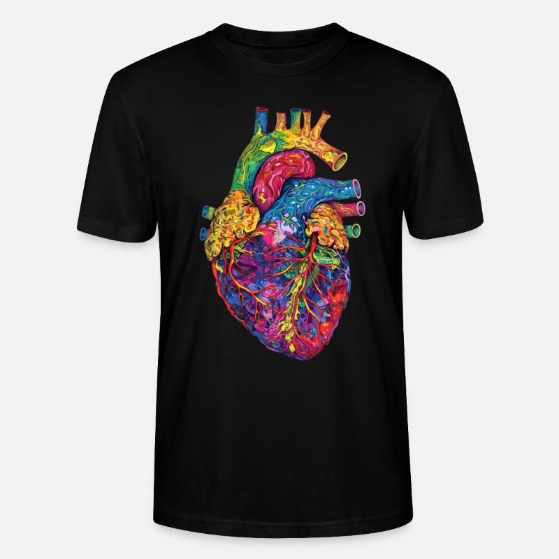 Anatomisches Herz Kunst Bunt - Stanley/Stella Unisex Bio-T-Shirt CRAFTER - Schwarz