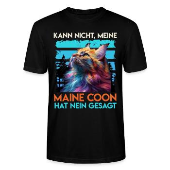 Maine Coon KANN NICHT MAINE COON SAGT NEIN - Stanley/Stella Unisex Bio-T-Shirt CRAFTER - Schwarz - Vorne - Alina (178cm) & Michal (187cm)