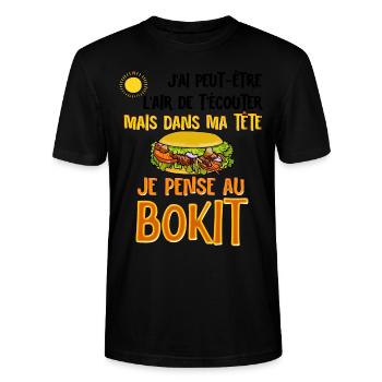 Guadeloupe Bokit Cuisine Antilles Nostalgie Homme - T-shirt bio CRAFTER Stanley Stella Unisexe - noir - Devant - Alina (178cm) & Michal (187cm)