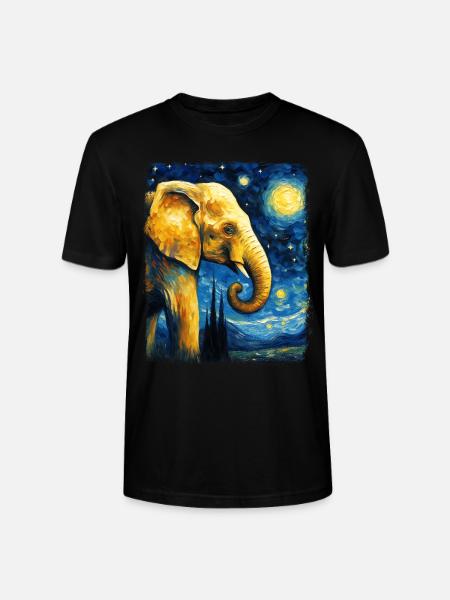 Elefant Tier Sternennacht Gemälde - Stanley/Stella Unisex Bio-T-Shirt CRAFTER - Schwarz