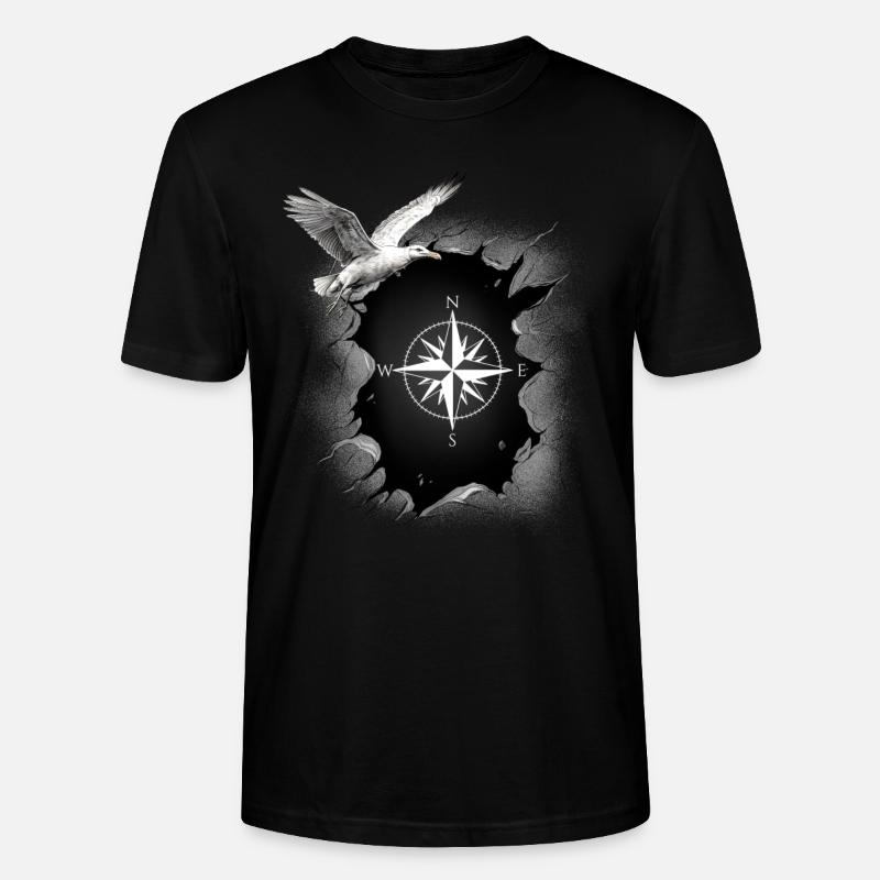 maritim Möwe Kompass Möwen Windrose - Stanley/Stella Unisex Bio-T-Shirt CRAFTER - Schwarz