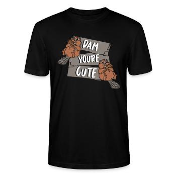 Dam You're Cute Castor Canadensis Nordamerika - Stanley/Stella Unisex Bio-T-Shirt CRAFTER - Schwarz - Vorne - Alina (178cm) & Michal (187cm)