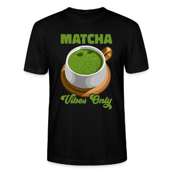 Japanischer Matcha Tee Grüntee Matcha Latte - Stanley/Stella Unisex Bio-T-Shirt CRAFTER - Schwarz - Vorne - Alina (178cm) & Michal (187cm)