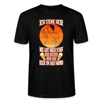 I stand here as God created me. Only thicker - Stanley/Stella CRAFTER Unisex Organic T-Shirt - black - Front - Alina (178cm) & Michal (187cm)