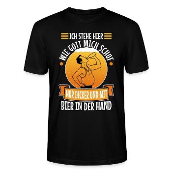 I stand here as God created me. Only thicker - Stanley/Stella CRAFTER Unisex Organic T-Shirt - black - Front - Alina (178cm) & Michal (187cm)