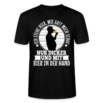I stand here as God created me. Only thicker - Stanley/Stella CRAFTER Unisex Organic T-Shirt - black - Front - Alina (178cm) & Michal (187cm)