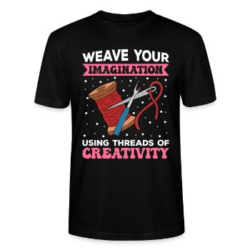 Sticken Sickerei Stickereimuster Kreuzstich - Stanley/Stella Unisex Bio-T-Shirt CRAFTER - Schwarz - Vorne - Alina (178cm) & Michal (187cm)